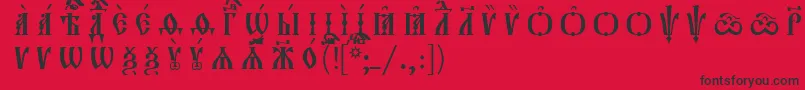 フォントOrthodox.TtUcs8CapsР Р°Р·СЂСЏРґРѕС‡РЅС‹Р№ – 赤い背景に黒い文字